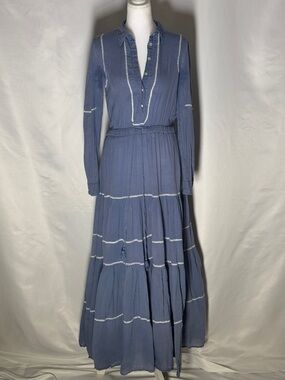 Carolina K boho cottagecore maxi dress in a soft dusty blue tone